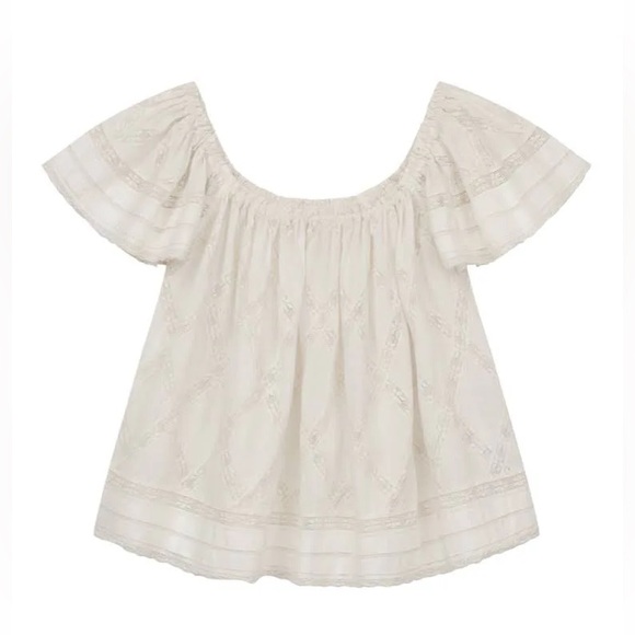 The Great The West Top White Women’s‎ Small Flutter Sleeve Flowy Boho Casual - Picture 13 of 13